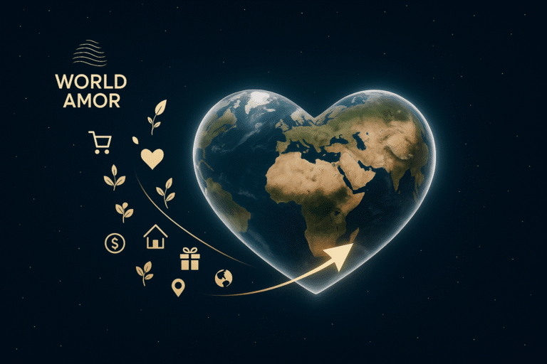 WorldAmor prikaz zemaljske kugle u srcu predstavlja pametna kupovina