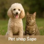 Pet shop Šape – pudla i mačka na travi