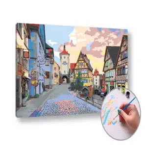 Slika po brojevima – uličica s tradicionalnim kućama u europskom starom gradu